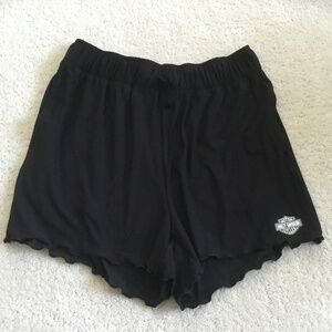 Harley Davidson Black Lettuce Trim Pajama Shorts